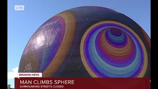 LIVE: Man spotted climbing the Sphere on the Las Vegas Strip