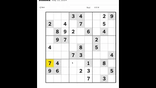 New York Times Sudoku Hard for May 13, 2024.  Just me mumbling and solving