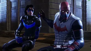 Gotham Knights Nightwing Dick Grayson and Redhood Jason Todd Rooftop cutscene