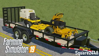 Lawn Care With Wright Stander & Walker Mower! | FS19 Landscaping (Throwback)