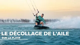 Méthode de décollage d'une aile de kitesurf