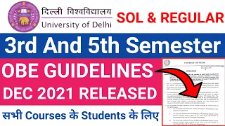 DU SOl OBE GUIDELINES RELEASED 2021 | Du Sol 3rd & 5th Semester OBE Exam Guidelines Released 2021