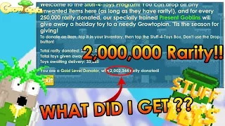 Donating 2,000,000 Rarity to Growch - Growtopia