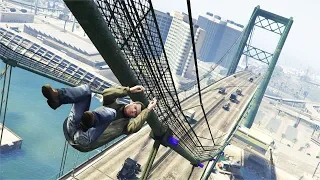 GTA 5 - Bridge Jumping Fails - (EUPHORIA RAGDOLL OVERHAUL)