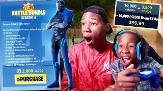 Kid Spends $100 On V Bucks For Season 4 Battle Pass (Fortnite)