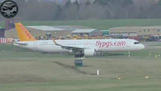 Pegasus Airlines Airbus A321NEO arriving into Birmingham Airport from SAW.