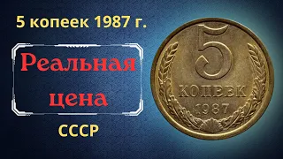 Реальная цена и обзор монеты 5 копеек 1987 года. СССР.