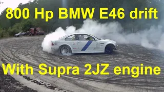 BMW E46 M3 2JZ swapped drift car with 800 hp - On-board video at the end!