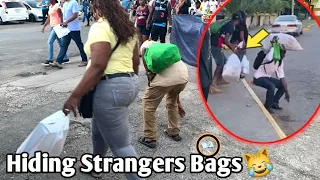 Money Tied on a String 🤑 Then hiding Strangers items😹 prank  *Funny*#viral