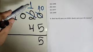 Resolução da questão 06 - Calculando o ano de nascimento.