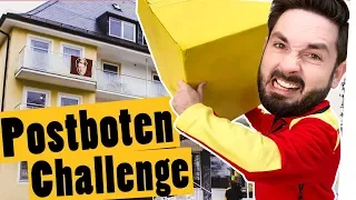 Challenge: Meini als Postbote. Wie bekommt er die Pakete in den 2. Stock? || „Das schaffst du nie!“