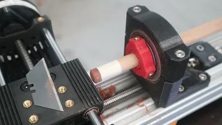 My DIY cue lathe in action.