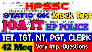 Hpssc Static GK Imp. Question II JOA IT, POLICE, HP TET, NT, TGT, Joa it 939