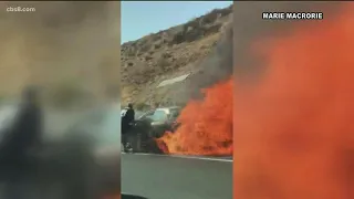 Video shows good Samaritans rescuing couple in their 90s from burning car in Lakeside