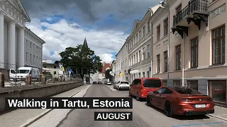 Walking in Tartu, Estonia in August 2022 (4K video)