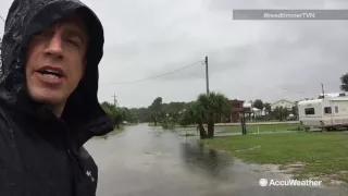 Reed Timmer reports on severe storms and flooding in Dekle Beach, Florida
