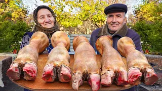 Cooking Traditional Dish From BIG BEEF HOOVES in the Village!