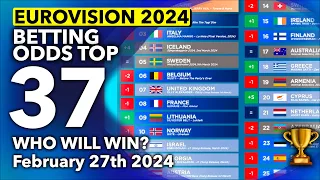 🏆📊 Who will be the WINNER of EUROVISION 2024? - Betting Odds TOP 37 (February 27th)