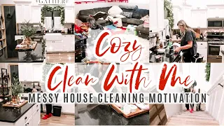 COZY CLEAN WITH ME 2020 | MESSY HOUSE CLEANING MOTIVATION | COOK WITH ME