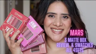 *NEW LAUNCH MARS 3 MATTE BOX LIPSTICKS REVIEW AND SWATCHES , ALL 4 SETS |DRNAVNEET| #MARS #3MATTEBOX