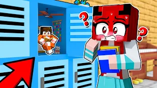 ¡MINECRAFT PERO CREO UNA MINI CASA DENTRO DE LA ESCUELA DE CHICAS 😂 | SRGATO SE ESCONDE DE LUNAOZ