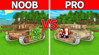 Mikey Family & JJ Family - NOOB vs PRO : Tank House Build Challenge in Minecraft (Maizen)