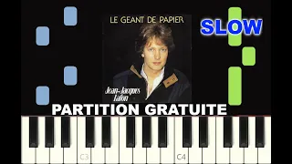 SLOW piano tutorial "LE GÉANT DE PAPIER" Jean-Jacques Lafon, 1985, avec partition gratuite (pdf)