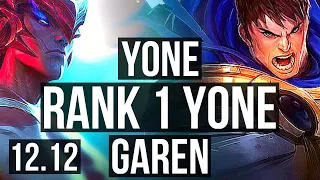 YONE vs GAREN (TOP) | Rank 1 Yone, Rank 8, 7/1/1, Dominating | NA Challenger | 12.12