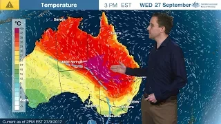 ⚠Weather Update: Heat and fire danger in Qld and NSW, 27 September 2017