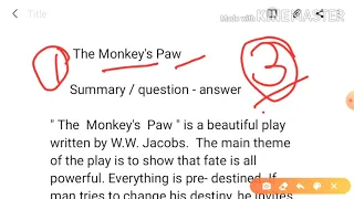 The monkey's Paw  | the monkey's paw summary | the monkey's paw in  hindi