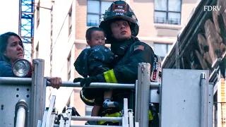 **Firefighter RESCUES BABY** Major Fire in the Basement and 1st Floor [ MAN 4th Alarm Box 1019 ]