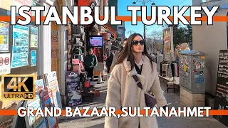 ISTANBUL TURKEY CITY CENTER GRAND BAZAAR,SULTANAHMET 4K VIDEO ULTRA HD WALKING TOUR IN OLD CITY