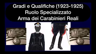 Gradi e Qualifiche Ruolo specializzato Arma dei Carabinieri Reali (1923-1925)