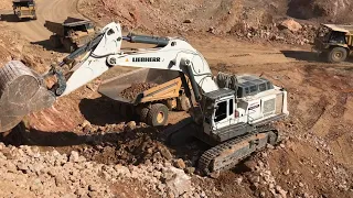 Liebherr 984 Excavator & Caterpillar 992G Wheel Loader Working For Three Hours - Mega Machines Movie