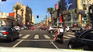 Driving Hollywood Boulevard, Los Angeles, California