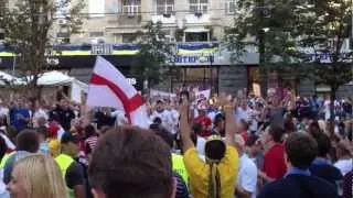 English fans sing a song in Kiev's Euro 2012 Fan Zone