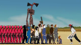 Chainsaw Man Vs Huggy Wuggy, Siren Head, Scorpion, Squid Game, Jason, Freddy, Michael, Jeff + More