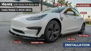 Vicrez V3R Style Full Body Kit vz102333 | Tesla Model 3 2016-2021 | Installation