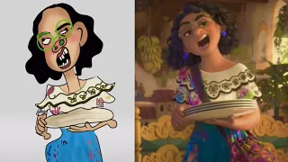 Encanto and frozen funny drawing meme | elsa and mirabel funny face - try not to laugh