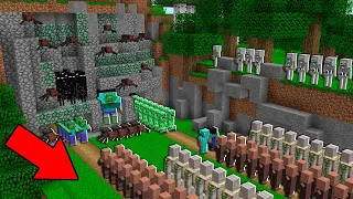 VILLAGERS ATTACKED THE CAVES AND CLIFFS MONSTERS IN MINECRAFT NOOB VS PRO BATTLE