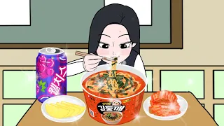 Sneaky Ramen Mukbang in Class | Animation ASMR