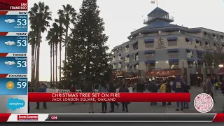 Christmas tree set on fire in Jack London Square