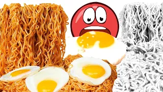 ASMR INDOMIE WHITE NOODLES EATING with RED BALL 4 MUKBANG ANIMATION #Shorts