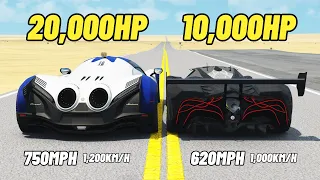 20,000HP Devel Sixteen vs 10,000HP Mazda Furia TOP SPEED RACE
