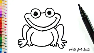 How to draw a frog easy for kids | step by step | Arts for kids