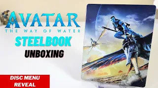 Avatar The Way of Water Steelbook 4K UltraHD | Unboxing | Disc Menu