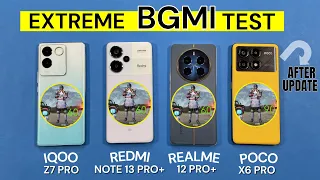 Poco X6 Pro (after Update) vs Realme 12 Pro Plus vs Redmi Note 13 Pro Plus vs IQOO Z7 Pro Pubg Test