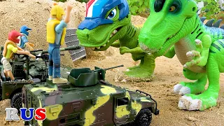 Динозавр против танки. мультики для детей