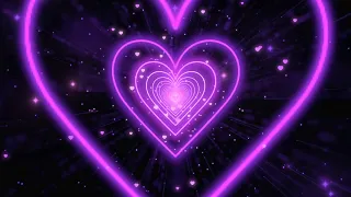 Heart Tunnel💜Purple Heart Background | Neon Lights Love Heart Tunnel  Video Background Loop [2Hours]