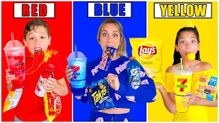 EATING ONLY ONE COLORED FOOD FOR 24 HOURS | Familia Diamond